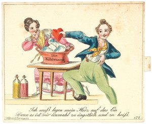 Üdvözlőlap. Jégen kell pihennem a szívem, mert túl félelmetes és túl meleg, 1815 után. alkotó: Unbekannt