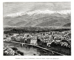 Grenoble a Belledonne-hegységből, Franciaország, 1886 alkotó: Unbekannt