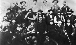 A kommünben részt vevő párizsi munkások csoportja, fénykép. Párizsi Kommün 1871 alkotó: Unbekannt
