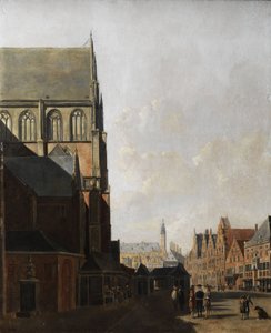 Haarlem, kilátás a városra (városi templom és piactér) alkotó: Unbekannt