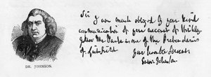 Dr. Johnson kézírása és aláírása Mr. Nicholsnak írt levélből, január 10 alkotó: Unbekannt