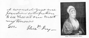 Elizabeth Fry kézírása és aláírása alkotó: Unbekannt