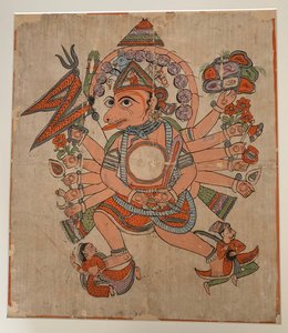 Hanuman tantrikus ötfejű pancha mukha alakjában, kb. század vége. alkotó: Unbekannt