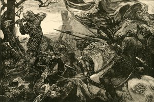 Harold a hastingsi csatában, 1066, 1890. alkotó: Unbekannt
