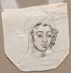 Egy fiatalember feje, 1800-as évek elején. alkotó: Unbekannt