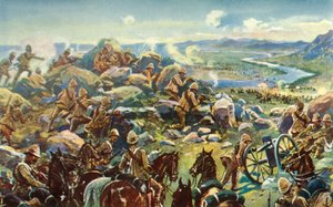 Irány Cronje – A francia tábornok blokkolja az utat Koodoosrand Driftnél, 1901. alkotó: Unbekannt