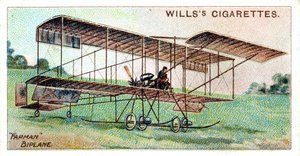 Henri Farman a Farman kétfedelű repülőgépben, francia repülő és repülőgép-konstruktőr, 1909 alkotó: Unbekannt