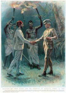 Henry Morton Stanley, walesi újságíró és felfedező, találkozik Emin Pasával Kavalliban, 1888. április 29. alkotó: Unbekannt