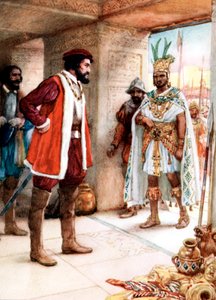 Hernan Cortes találkozik Montezuma azték császárral, 1519 alkotó: Unbekannt