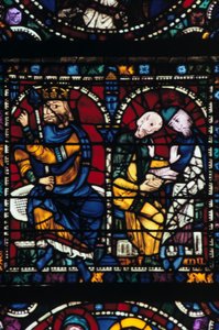 Heródes és tanácsadói, ólomüveg, Chartres-i katedrális, Franciaország, 1145-1155 alkotó: Unbekannt