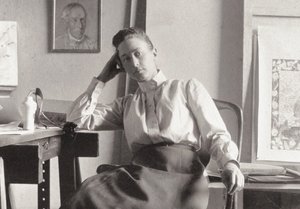 Hilma af Klint a stockholmi Hamngatan műtermében, 1895 körül. alkotó: Unbekannt