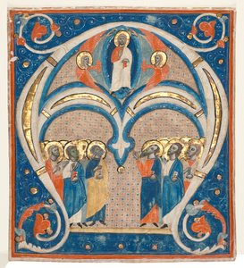 Történeti kezdőbetű A válaszadóból kivágva: Krisztus felségében a szentekkel, c. 1280-1300. alkotó: Unbekannt