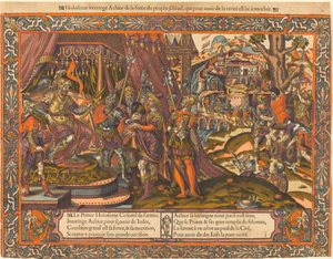 Holofernész vallató Achior, c. 1575. alkotó: Unbekannt