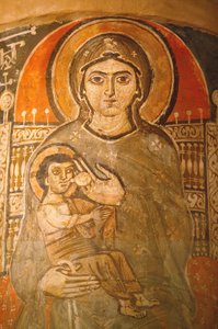 Szent Szűz és Kame Szent János kopt kolostor freskója: Mária szoptatja Jézust Egyiptomban alkotó: Unbekannt