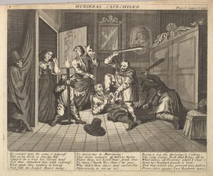 Hudibras katekizált 9. tábla: Illusztrációk Samuel Butlershez Hudibras, 1725-30. alkotó: Unbekannt