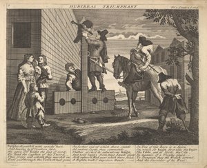 Hudibras 4. diadalmas tábla: Illusztrációk Samuel Butlershez Hudibras, 1725-30. alkotó: Unbekannt