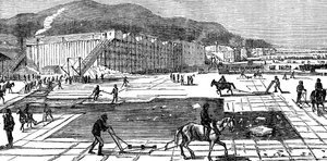 Jéggyülekezés a Hudson folyón, New York közelében, az Egyesült Államokban, 1875 alkotó: Unbekannt
