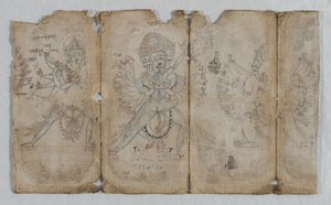 Tantrikus megvilágosodott lények ikonográfiai rajza verso, c. 1500. alkotó: Unbekannt