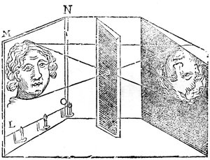 Illusztráció a camera obscura elvéről, 1671 alkotó: Unbekannt