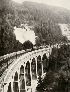 A Semmering-völgyben, Ausztriában. Egy jó vonat az íves Gamperl-viadukton át, 1935-36. alkotó: Unbekannt