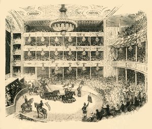 Az Astleys Amfiteátrum belseje 1843-ban, 1878-ban. alkotó: Unbekannt