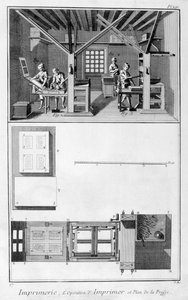 Nyomda belseje és nyomda terve, 1751-1777 alkotó: Unbekannt