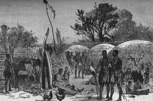 Egy Zuli Kraal belseje a Tugela folyón, 1880 alkotó: Unbekannt