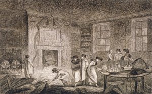 Nathaniel Bentley helyiségének belső képe, Leadenhall Street, City of London, 1804 alkotó: Unbekannt