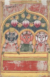 Jagannath, Subhadra és Balarama in an Arch verso, 18. század. alkotó: Unbekannt