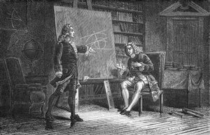 Jean és Jacques Bernoulli geometriai problémákon dolgozik, 18. század, 1874 alkotó: Unbekannt