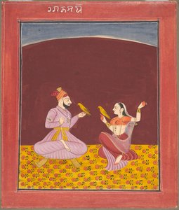Kamod Raga a Dipak Raga családból, oldal egy Ragamala sorozatból, c. 1750. alkotó: Unbekannt