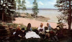 Karélok teáznak a folyó mellett, Arkangyal közelében, Oroszország, 1930-as évek alkotó: Unbekannt