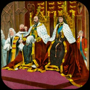 VII. Edward király és Alexandra királynő, a Parlament állami megnyitója, Westminster, 1902-1909 alkotó: Unbekannt