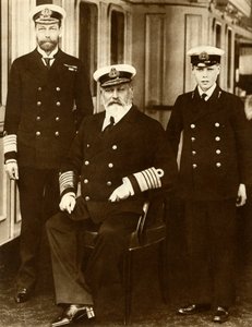 VII. Edward király fiával, György walesi herceggel és unokájával, Edward herceggel, 1910, 1935. alkotó: Unbekannt