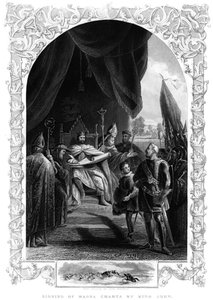 János király 1167-1216 a Magna Carta aláírása Runnymedesben, 1215 alkotó: Unbekannt