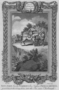 János király alapvetően megszúrta unokaöccsét, Arthur herceget, mielőtt a tengerbe dobta, c1787 alkotó: Unbekannt