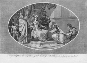 István király királynője kérvényezi Matilda császárnőt férje szabadon bocsátásáért, 1141 1793 alkotó: Unbekannt