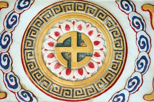 Kong Meng San Four Cancer Sea kolostor. Buddhizmus jelképe: horogkereszt, 20160819, Szingapúr, Szingapúr alkotó: Unbekannt