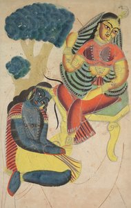 Krishna simogatja Radhas lábát, 1800-as évek. alkotó: Unbekannt