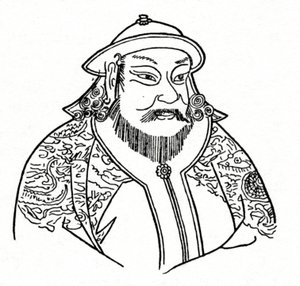 Kublai kán 1215-1294, a Mongol Birodalom és a Yuan-dinasztia alapítója, 1912 alkotó: Unbekannt
