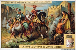 La Jerusalem Delivree par le Tasse, Clorinde megmenekült az égéstől. 19. század alkotó: Unbekannt