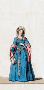 Várakozó hölgy, Shakespeare VIII. Henrik drámájának jelmezterve, XIX. alkotó: Unbekannt