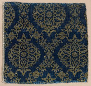 Lampas with foliate medallions in ogival lattice, 1400s.  alkotó: Unbekannt
