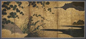 Táj virágzó szőlővel, Momoyama vagy Edo időszak, 17. század eleje. alkotó: Unbekannt