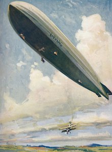 Repülőgép kilövése léghajóról a levegőben, 1927 alkotó: Unbekannt