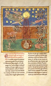 Levél egy Beatus-kéziratból: az Ötödik Angyalok Klariónjánál Trombita..., kb. 1180. alkotó: Unbekannt