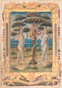 Levél az órák könyvéből: Ádám és Éva és az ember bukása recto..., c. 1510. alkotó: Unbekannt