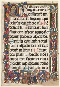 Levél egy zsoltárról teljes szegéllyel medálokkal, Anunciation, SS. Jerome, Clare..., 1475. alkotó: Unbekannt