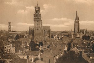 A három torony harangláb, a katedrális és a Notre-Dame-templom, 1928 alkotó: Unbekannt