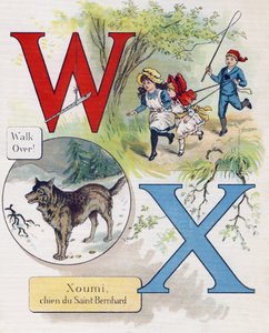 W és X betű: Menj oda Xoumihoz, Szent Bernát kutyájához. Metszet "ABC L